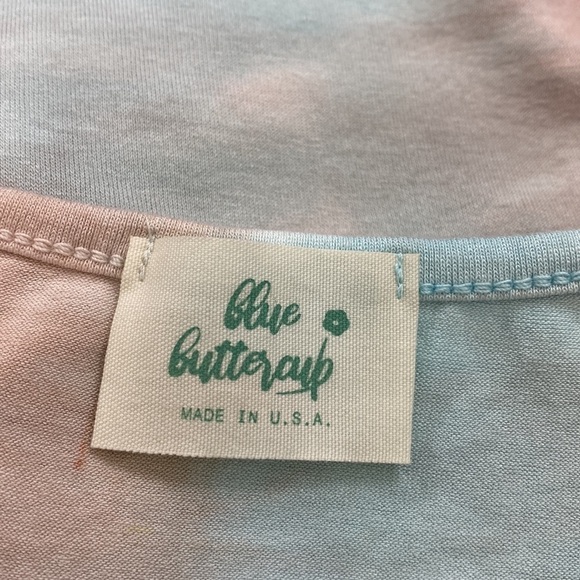 BLUE BUTTERCUP Tie Dye Fringe Hem Tank Top Scoop Neck Bohemian Western Medium - Picture 4 of 5